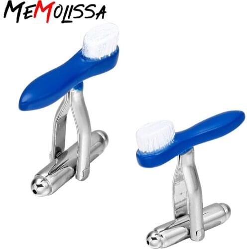 Memolissa Luxury Brand Blue Toothbrush Shirt Cufflinks for Mens Gift Brand Cuff links High Quality Abotoaduras Jewelry