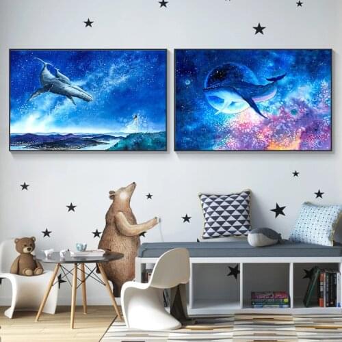 Cartoon Dolphin Canvas Art Animal Poster Kids Bedroom Decoration Canvas Painting Prints Modern Nursery Wall Picture For Home