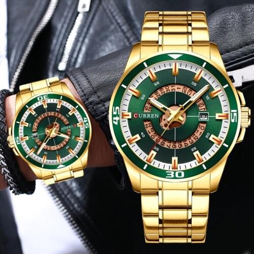 CURREN Luxury Brand Big Sports Quartz Watches for Men Auto Date Chronograph Men’s Watch Fashion Stainless Steel Male Wristwatch