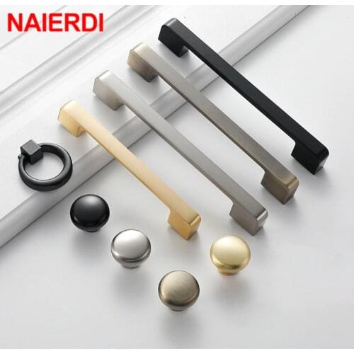 NAIERDI Cabinet Handles Zinc Alloy Kitchen Handle Cupboard Door Pulls Drawer Knobs Bedroom Door Furniture Handle Hardware
