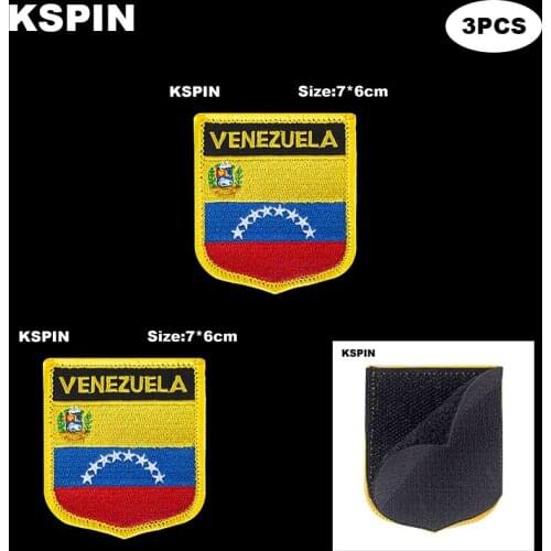 National Flag Patch Hook Loop Venezuela Badges Armband 3D Stick on Jacket Backpack Stickers