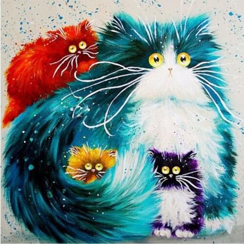 New Fahion Three little kittens Diamond Painting Animal Cartoon Cat Round Full Drill DIY Mosaic Embroidery 5D Cross Stitch gifts