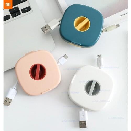 New xiaomi mijia rotatable headphone cable data cable storage box multi-function winder mobile phone holder protable