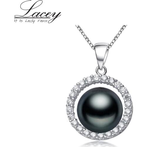Real Pearl necklace pendant black Freshwater pearl Necklaces Pendants with 925 Sterling Silver For Women New