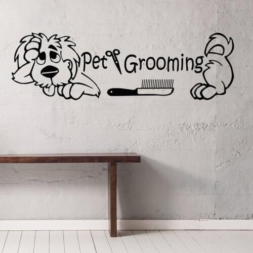 Pet Grooming Salon Wall Decor, Dog, Comb, Scissors, Vinyl Sticker Wall Art, Pet Shop, Home Decoration, Art Mural wallpaper 2323