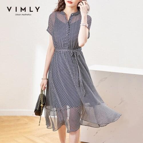 VIMLY New Summer Women Dresses Fashion Geometry Printed Bandage Dress Ladies Short Sleeve Vintage Maxi Dress F7605