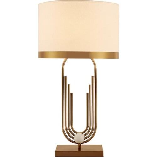 American retro bedroom bedside lamps postmodern minimalist metal wind atmosphere villa living room fabric table lamp