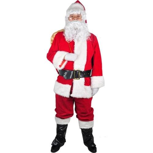 A Full Set Of Christmas Santa Claus Costumes Hat For Adults Blue Red Christmas Clothes Santa Claus Costume Luxury Suit