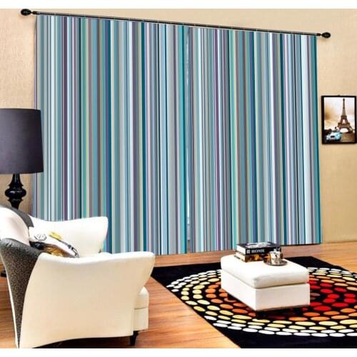 Stripe curtains 3D Curtain Printing Blockout Polyester Photo Drapes Fabric For Room Bedroom Blackout curtain