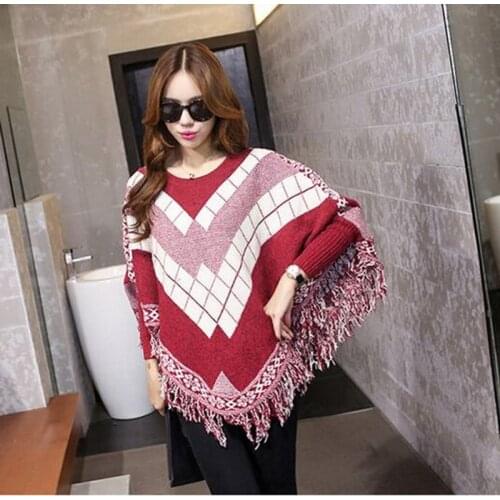 Bat Sleeve Pullover Sweater Women 2020 Autumn Winter Womens Korean Loose Plus Size Sweater Coat Versatile Cape Shawl Q175
