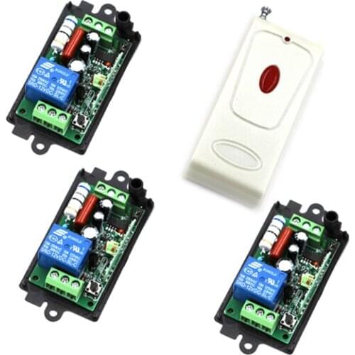 RF AC 110V 220V 1 Channel 10A Relay Receiver Wireless Remote Control Switch 1 Transmitter+3 Receiver SKU: 5544