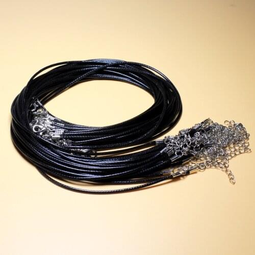 20pcs lot 1.5/2mm Twisted Braided Rope Black Imitation Leather Cord Chain 20" Fit Necklace Making Silver Clasp String Rope 48cm