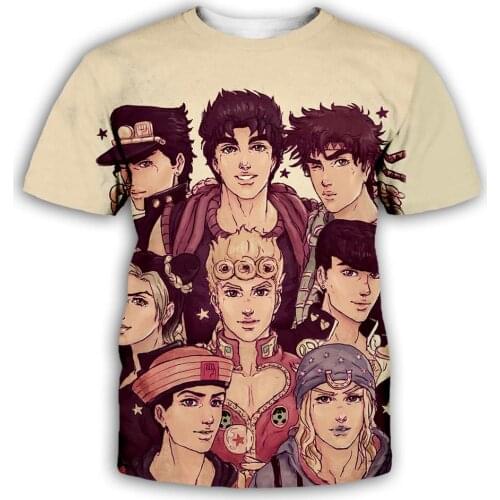 TESSFFEL Anime Jojo Funny Streetwear 3D Print O-Neck Short Sleeve T Shirt Harajuku Anime Men Women Tops T4