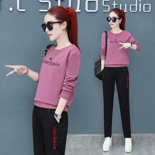 Cotton suit women 2020 spring new tide fashion casual western style womens spring and autumn casual two-piece suit M-4XL bs1982