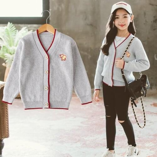 GirlS Knitted Cardigan Spring and Autumn 2020 New Style Kids' Sweater Coat Western Style zhong da tong GIRLS Korean-style Fash