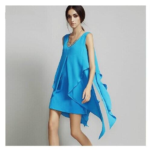 2020 women elegant irregular chiffon dress,vestidos femininos,Asymmetric dovetail leisure dress,plus size women clothing S-5XL