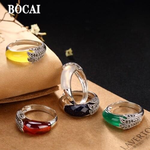 S925 silver jewelry Classic Silver Blue sand ring section live lady Phoenix