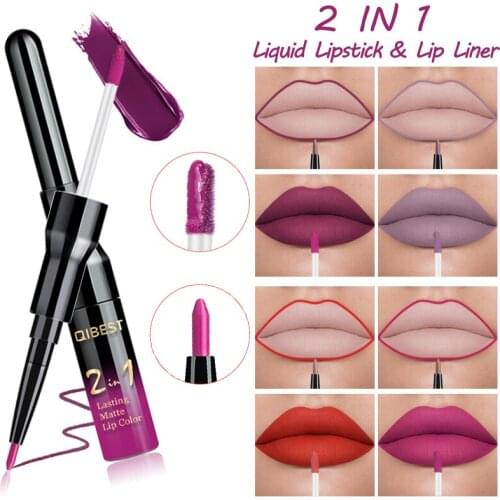 2 in 1 Liquid Lipstick & Lip Liner Waterproof Long-Lasting Red Liquid Matte Lipstick Set Lip Gloss Lip Stick Lipgloss Makeup