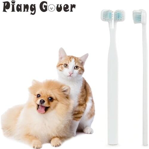 5PCS/LOT Pet Double Heads Toothbrush Teeth Oral Care Brushing Cleaner Breath Freshener Dog Double Head Cats Toothbrush