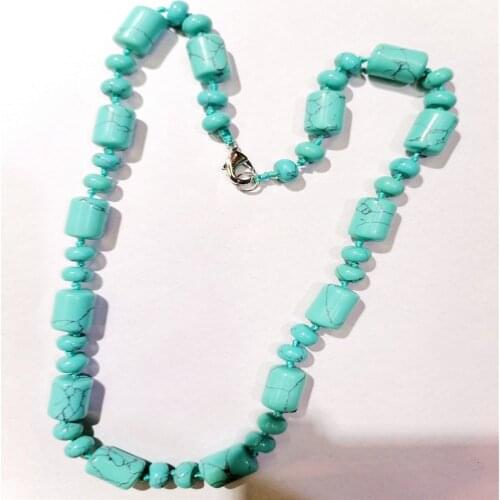 1 Strand 13x10mm Wholesale Green Turquoise Cylindrical Pendant Necklace Jewelry Ornaments 16.5inch S332