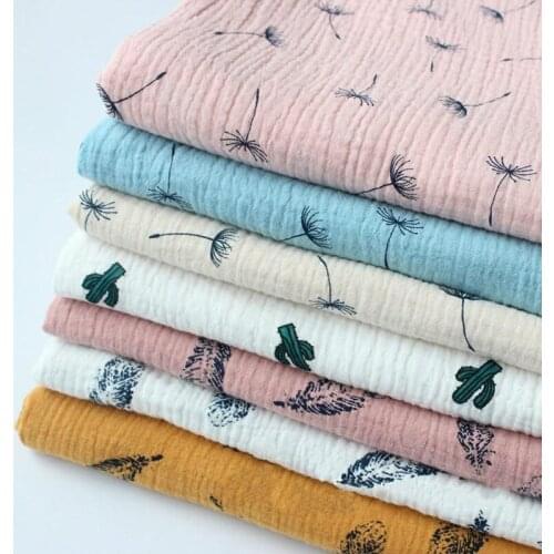 100X135CM Pure Cotton Crepe Fabric Skin-Friendly Linen Cotton Double Gauze Fabric DIY Sewing Textile Pajamas Cloth Material