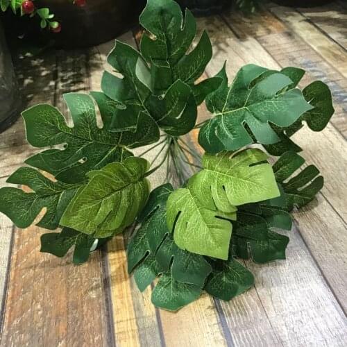 16 leaf turtle leaves Artificial flowers green leaf plants Bonsai Plant wall accessories Wedding interior decorations