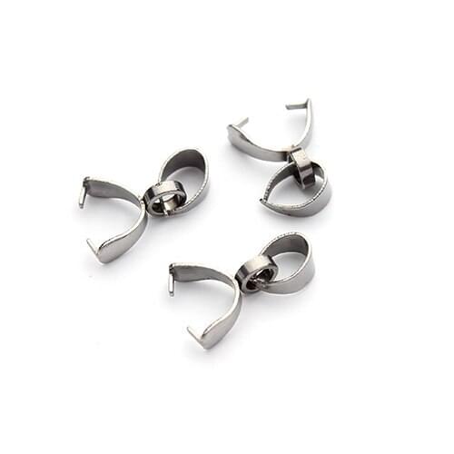 20pcs 13x8mm Silver Tone 316L Stainless Steel Pendant Pinch Bails Clip & Pendant Clasp Connectors Jewelry Findings Accessories