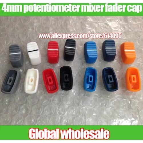 40pcs 4mm potentiometer mixer fader cap / hole 4MM / black gray orange red white potentiometer knob round buttons