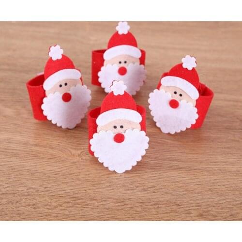 40pcs/lot Christmas Santa Claus Napkin Rings Serviette Napkin Holder Xmas Christmas Decoration For Home Natal Table Ornament
