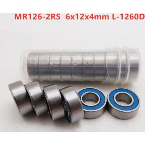 50pcs/100pcs/500pcs miniature bearing MR126-2RS 6x12x4mm L-1260D rubber seal deep groove ball bearing MR126RS 6*12*4 mm