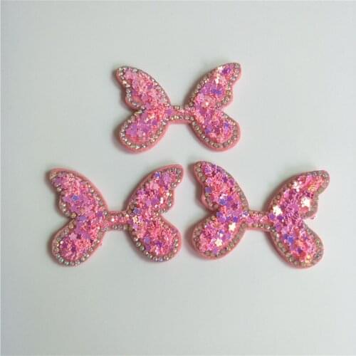6*4.5cm 16pcs Glitter Butterfly sequin Padded Appliques for DIY Accessories Craft Handmade Decoration