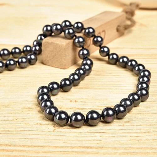 The 8mm Round Black Imitation Pearls For jewelry Necklace 18inch Black Revealing your Noble Character H178