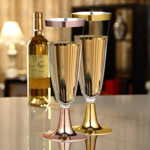 Behogar 6PCS 150ml Disposable Fashion Hard Plastic Champagne Flutes Cups for Catering Party Picnics Weddings
