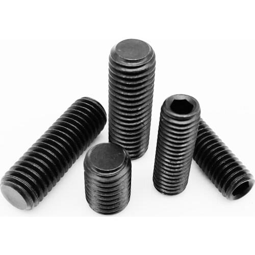 10/50pcs M2.5 M3 M4 M5 M6 DIN913 GB77 Black Grade 12.9 Steel Hex Hexagon Socket Flat Point Set Screw End Grub Headless Bolt