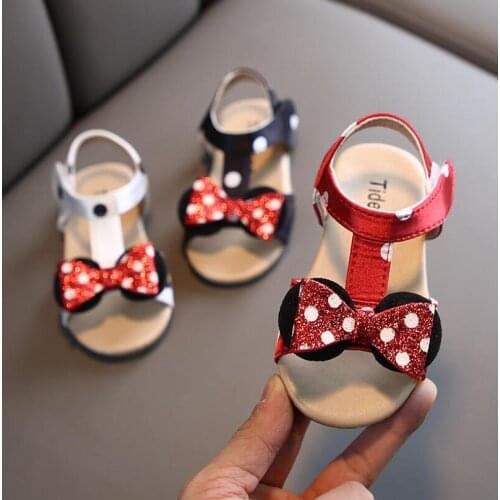 Disney Summer sandals Children girls shoes Infant Kids sandal Baby Girls Minnie Bow Princess Rubber Sandals Shoes