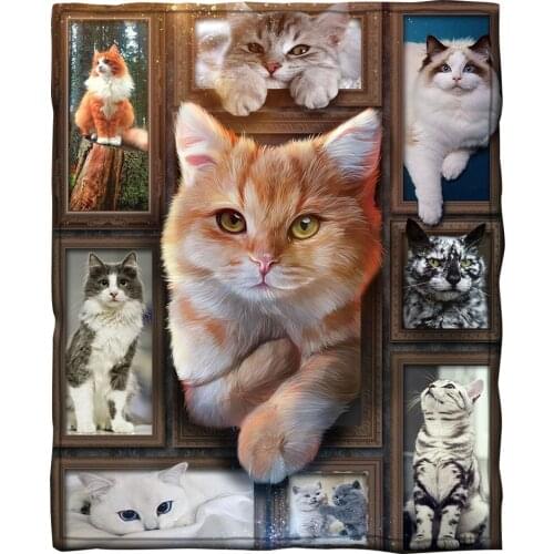 Cat 3d printed fleece blanket for Beds Hiking Picnic Thick Quilt Fashionable Bedspread Sherpa Throw Blanket Drop shipping 08