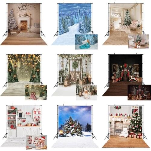Winter Snow Photography Background Christmas House New Year Backdrop Wood Fireplace Gift Baby Shower Portrait Photo Studio Props