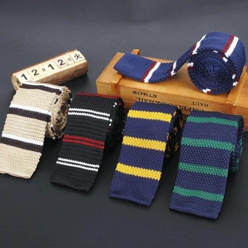 Brand New Style Fashion Mens Striped Colourful Tie Knit Knitted Ties Necktie Normal Slim Classic Woven Cravate Narrow Neckties