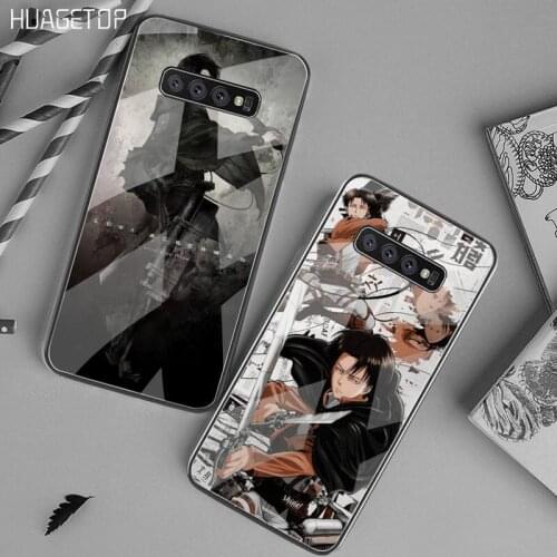 HUAGETOP Levi Ackerman Attack on Titan Black Phone Case Tempered Glass For Samsung S20 Plus S7 S8 S9 S10 Plus Note 8 9 10 Plus
