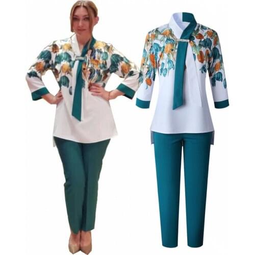 2 Piece Sets African Sets For Women New African Print Elastic Bazin Baggy Pants Rock Style Dashiki Sleeve Famous Suit Lady 2021