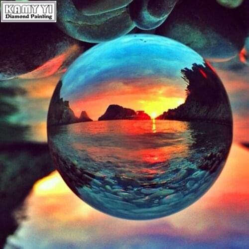 Full Square/Round Drill 5D DIY Diamond Painting Sunset in the crystal ball 3D Embroidery Cross Stitch Mosaic Decor HYY