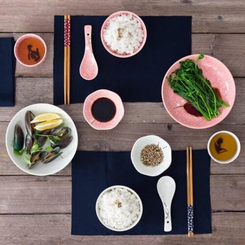 Snow glaze set 6-piece set rice bowl flavor plate chopsticks dish plate ceramic tableware hotel home student single tableware