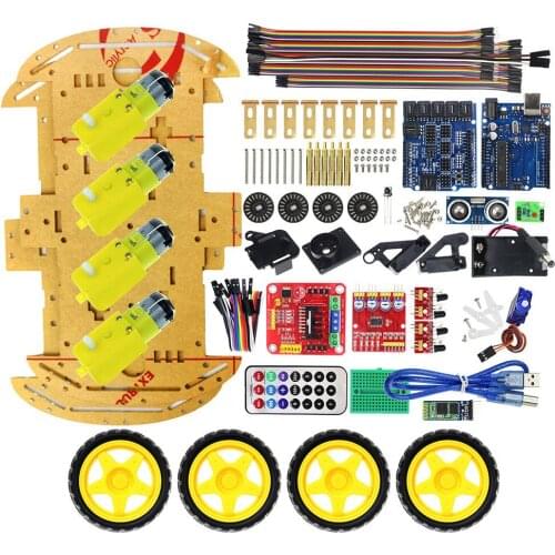 Multifunction Bluetooth Controlled Robot Smart Car Kits 4WD UNO R3 Starter For arduino Diy Kit For Educating students children
