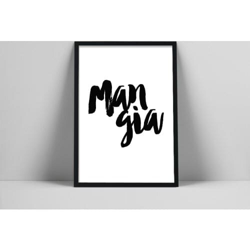 Mangia Kitchen Wall Art, Dining Room Art, Italian Mangiare Eat Print, Pantry Art for a Food Lover, Rustic Decor