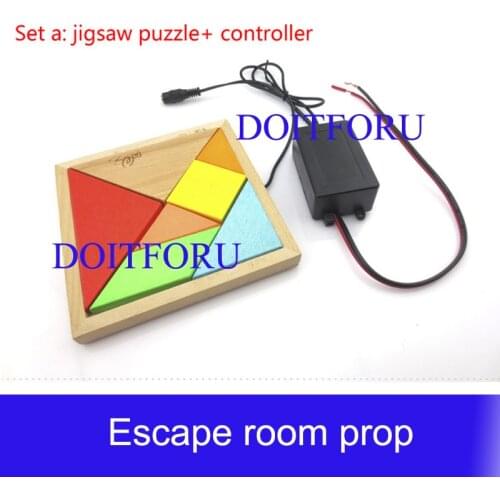 Room Escape props jigsaw puzzle game unlock authority report maze game with a Tangram