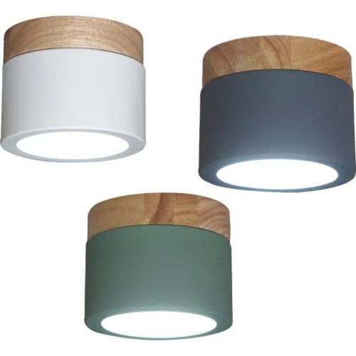 Nordic dome 7W corridor small pillar light wood + iron macaque creative LED spotlight