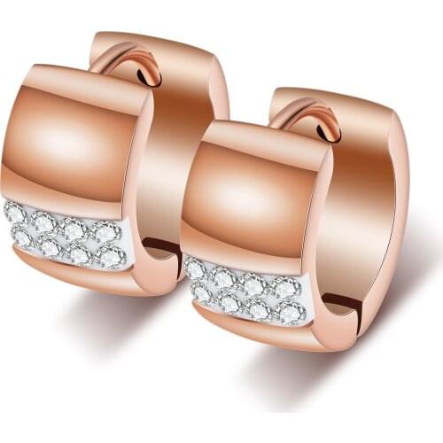 New Fashion Carved Grooved Zircon Stainless Steel Stud Earrings For Women Cute Crystal Earrings Jewelry Wholesale