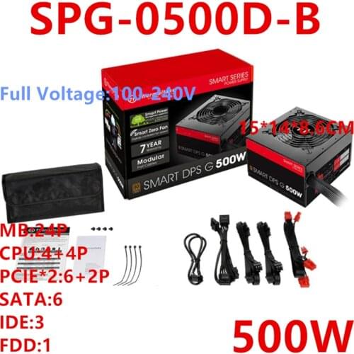New PSU For Thermaltake(Tt) Brand Smart DPS G 500W ATX Half Module Game Power Supply 500W Power Supply SPG-0500D-B