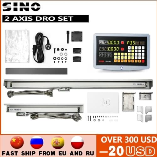 Full 2-axis LCD Digital readout DRO,2 sheet 0-1000 mm Glass Linear Calibration Encoder Sensor for SDS- 2ms Milling Machine