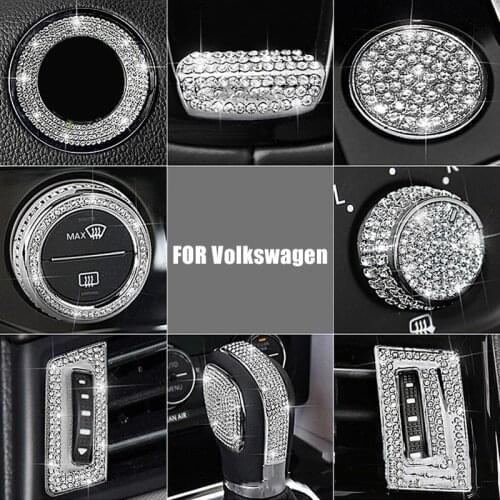 For Volkswagen CC Magotan B8 2018 Newly Luxurious Steering Wheel Air Conditioning Button Cover Trim Diamond Interior Accessories